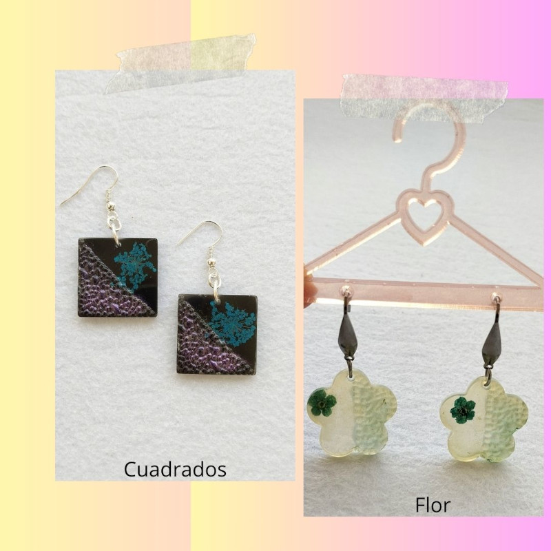 Pendientes con forma cuadrada o flor